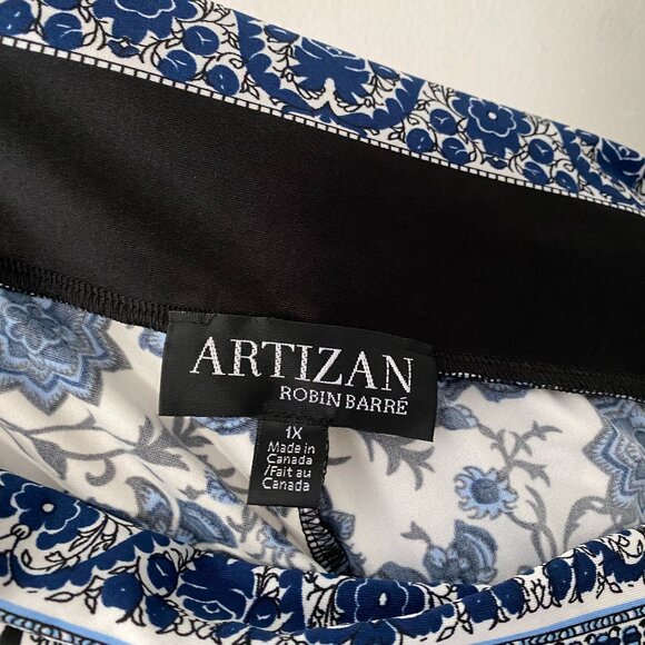 Artizan Robin Barré Blue White Floral Print Print Wide Leg Pant - Picture 3 of 14